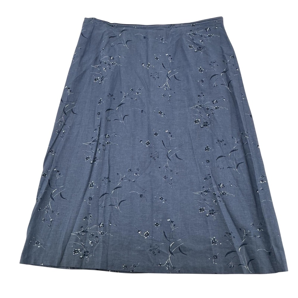 Vintage IN MODA Blue Floral Maxi Skirt Womens XL A-Line Cottagecore Boho